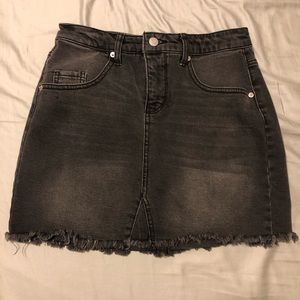 Black denim mini skirt